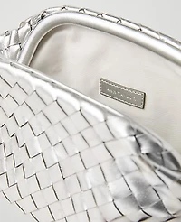 Ann Taylor Woven Metallic Clutch Handbag Silver Metallic Women's