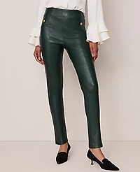 Ann Taylor The Petite Seamed Button Legging Faux Leather Women's