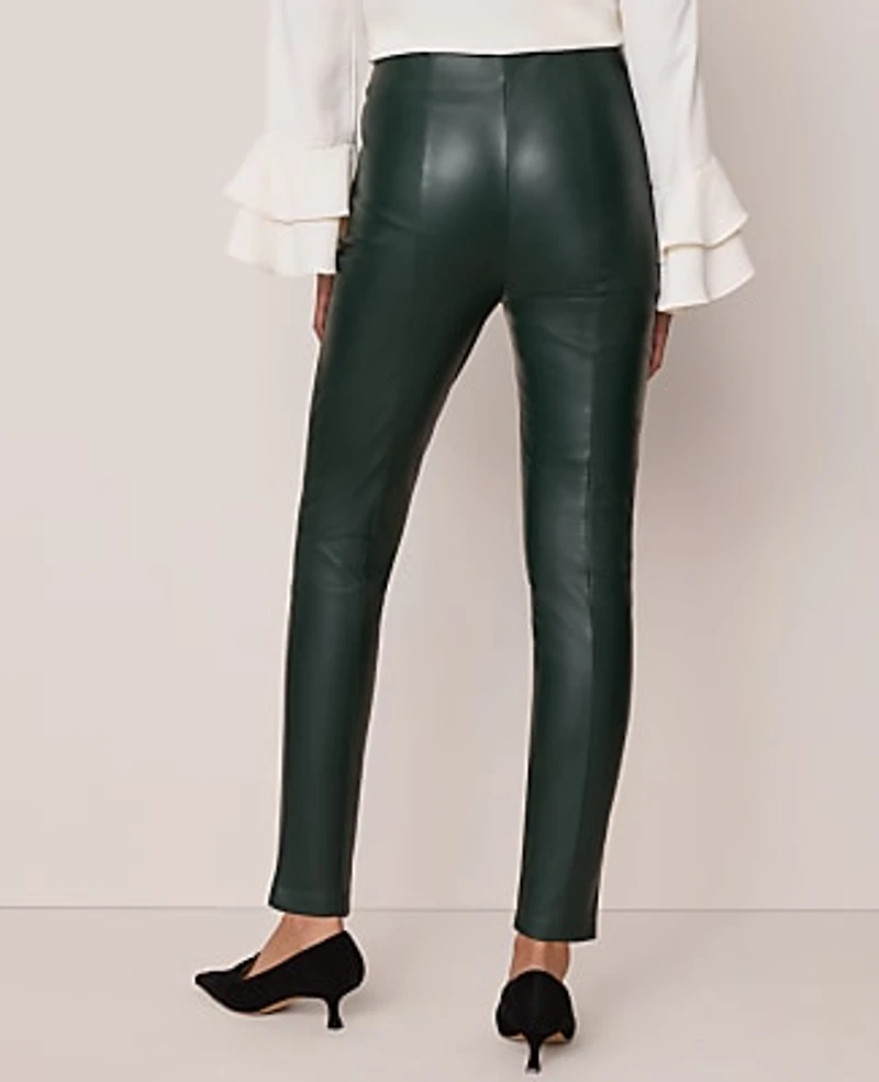 Ann Taylor The Petite Seamed Button Legging Faux Leather Women's
