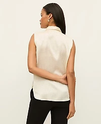 Ann Taylor Dotted Sleeveless Shirt Size XL Feather Women's