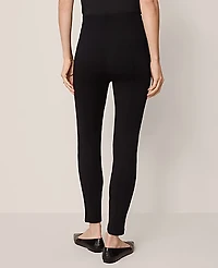 Ann Taylor The Petite Seamed Button Legging in Ponte Size XS Black Women's