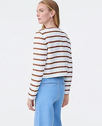 Ann Taylor The Crew Neck Jacket Striped Tweed Tortoise Shell Women's
