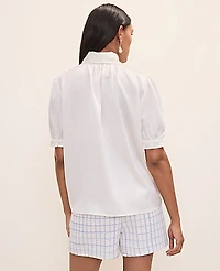 Ann Taylor Satin Bow Blouse Winter White Women's