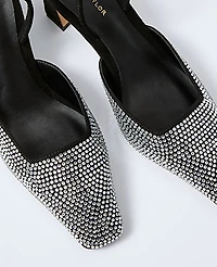 Ann Taylor Suede Embellished Slingback Pump Black Women's