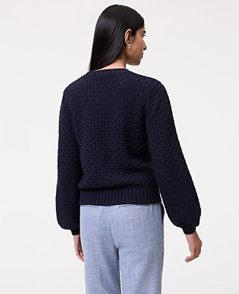 Ann Taylor Honeycomb Cable Crew Neck Sweater Women's