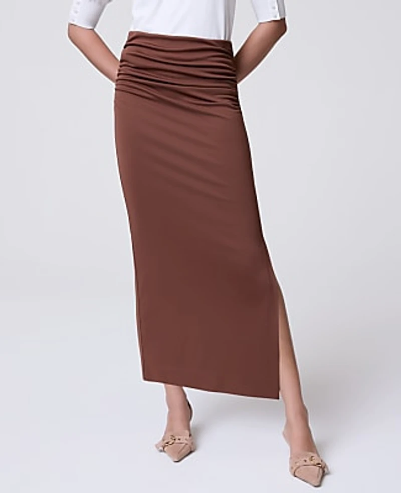 Ann Taylor Ruched Knit Column Skirt French Press Women's