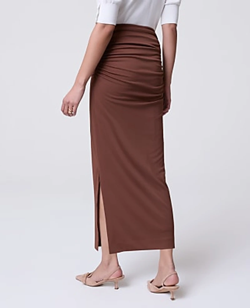 Ann Taylor Ruched Knit Column Skirt French Press Women's