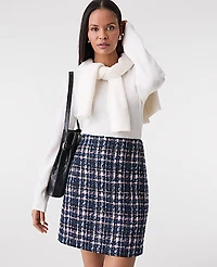 Ann Taylor Plaid Tweed A-Line Skirt Size 4 Pink/Blue Plaid Women's