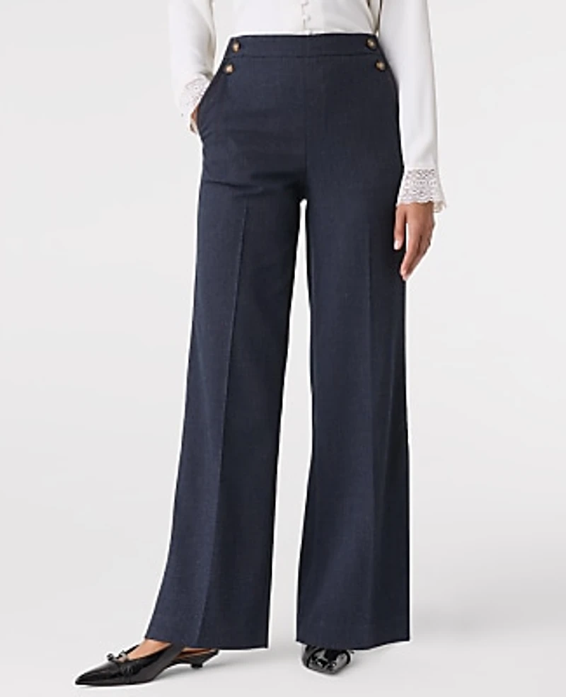 Ann Taylor The Everyday Sailor Wide-Leg Pant in Denim Size 8 Indigo Blend Women's