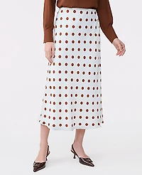 Ann Taylor Dotted Satin Bias Slip Skirt Tortoise Shell Women's