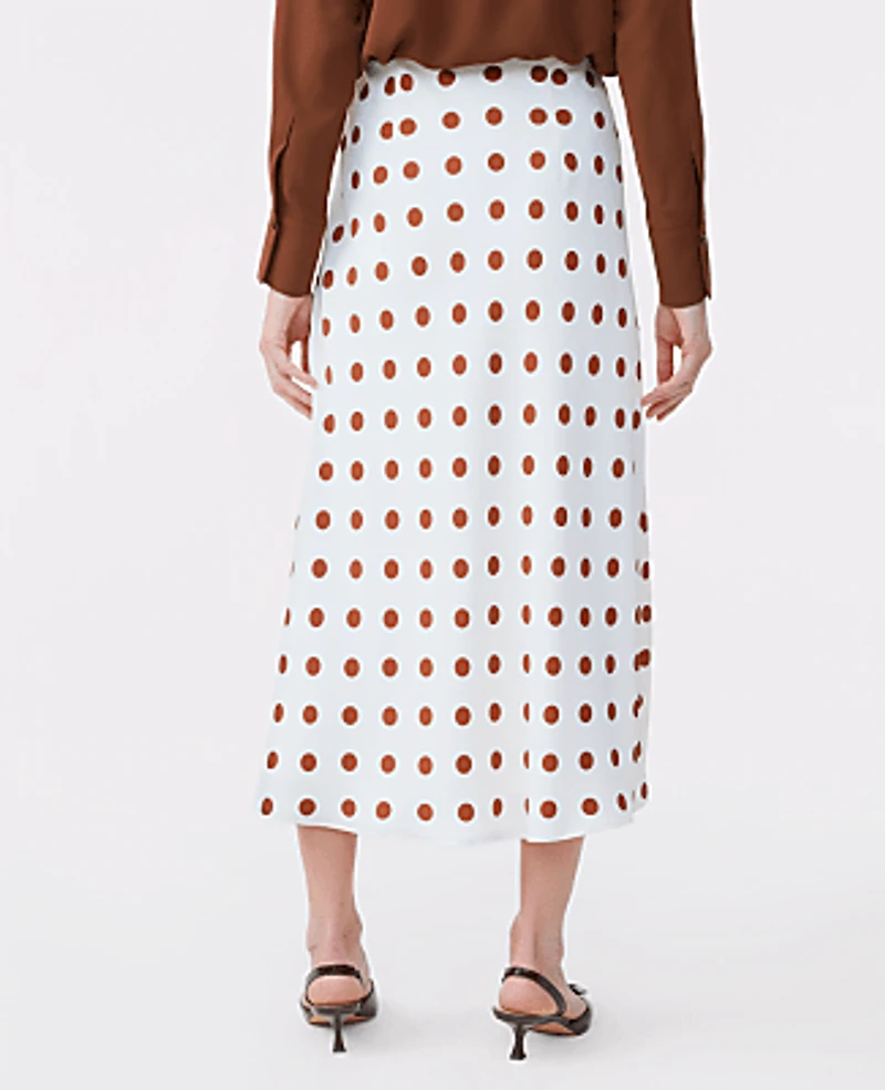 Ann Taylor Dotted Satin Bias Slip Skirt Tortoise Shell Women's