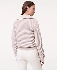 Ann Taylor Weekend Textured Stitch Half-Zip Sweater Heather Women's