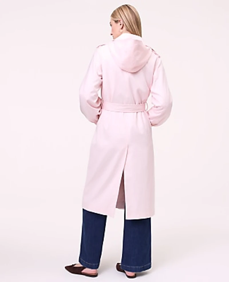 Ann Taylor Weekend Hooded Trench Coat Blush Haze Women's
