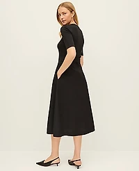 Ann Taylor Mixed Media Flare Midi Dress Women's
