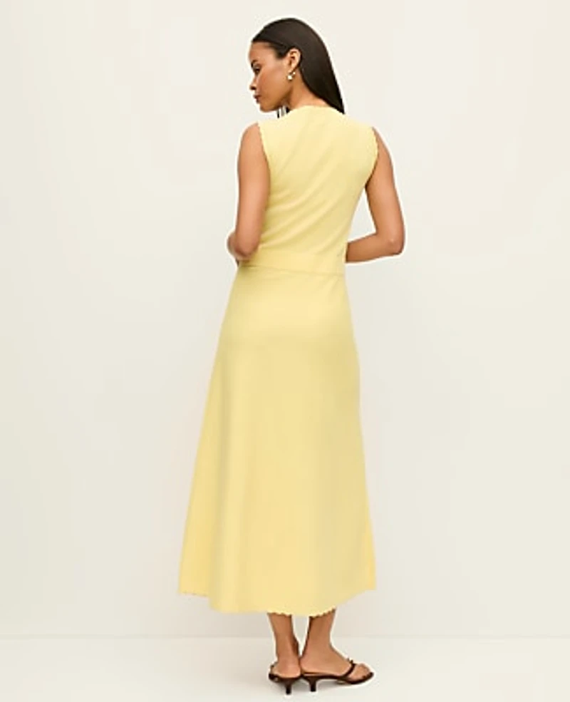 Ann Taylor Scalloped Midi Dress Fresh Pineapple Women's