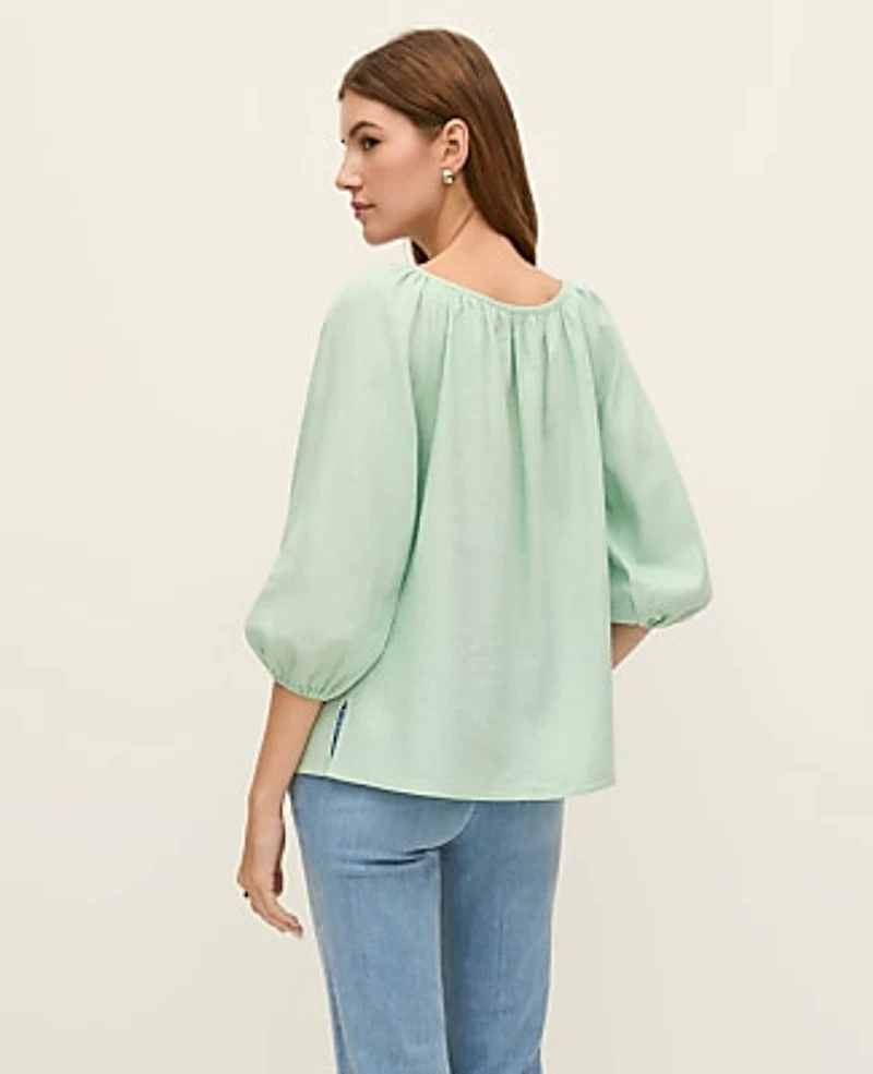 Ann Taylor Weekend Linen Blend Blouse Women's