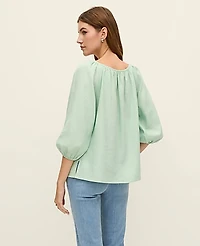 Ann Taylor Weekend Linen Blend Blouse Women's