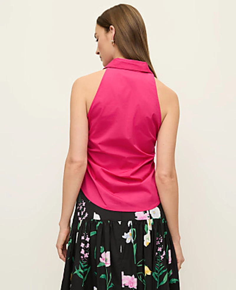Ann Taylor Button Down Halter Shirt Bougainvillea Women's