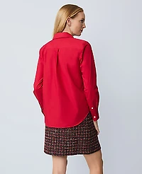 Ann Taylor Embellished Relaxed Perfect Shirt Jewel Red Women's