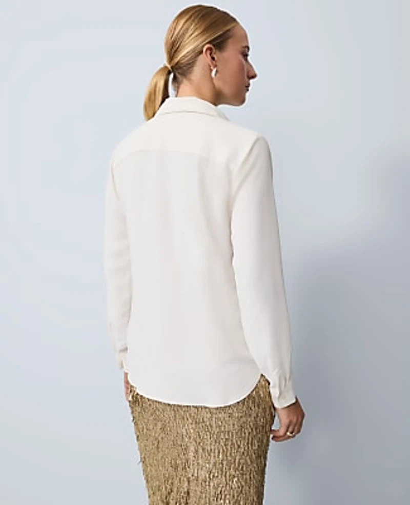 Ann Taylor Camp Shirt Winter White Women's