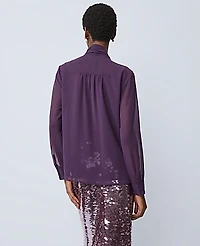 Ann Taylor Bow Blouse Size Small Aubergine Dream Women's