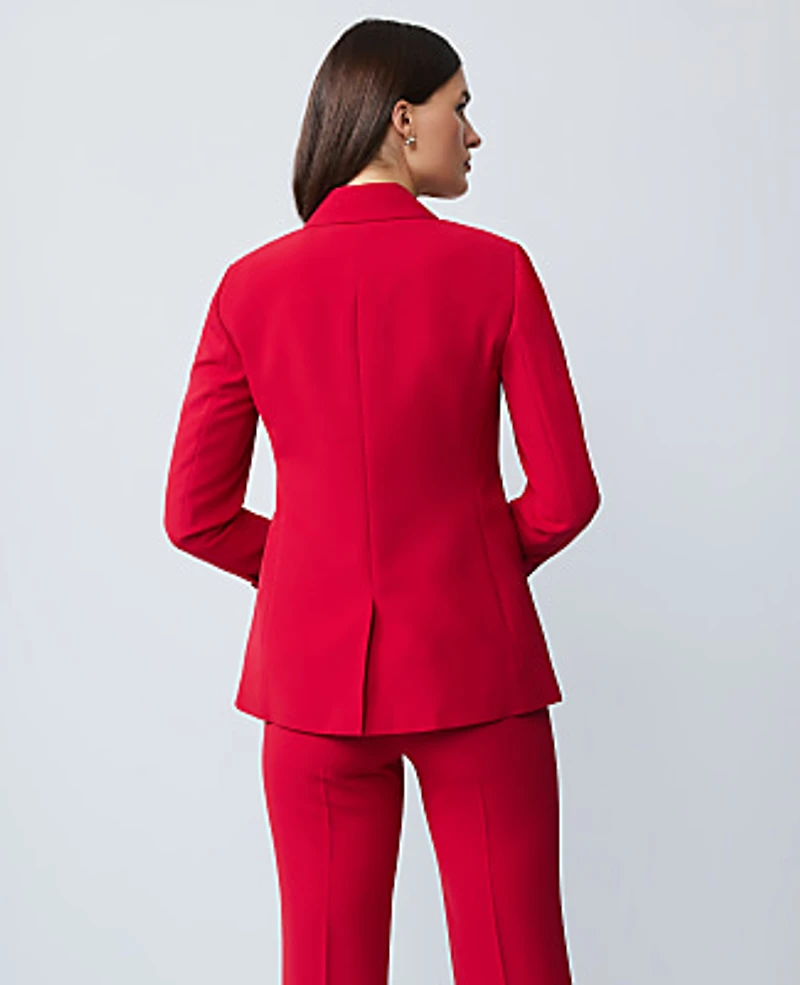 Ann Taylor The Petite Two Button Blazer in Fluid Crepe Size 0 Jewel Red Women's