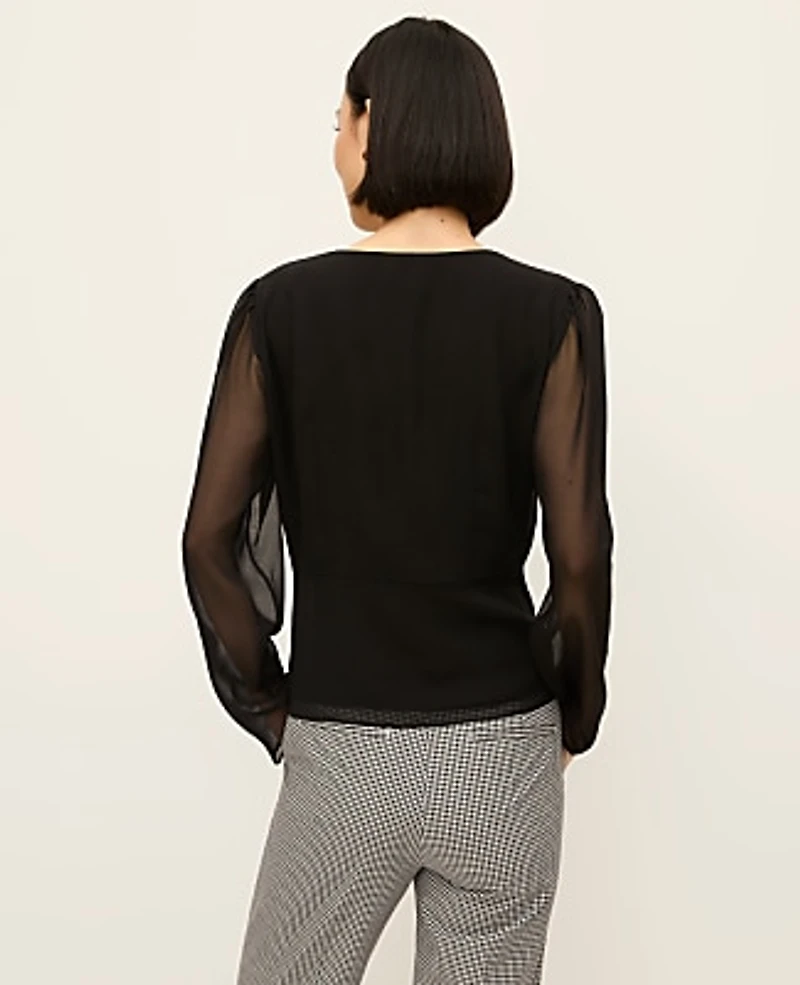 Ann Taylor V-Neck Peplum Blouse Women's