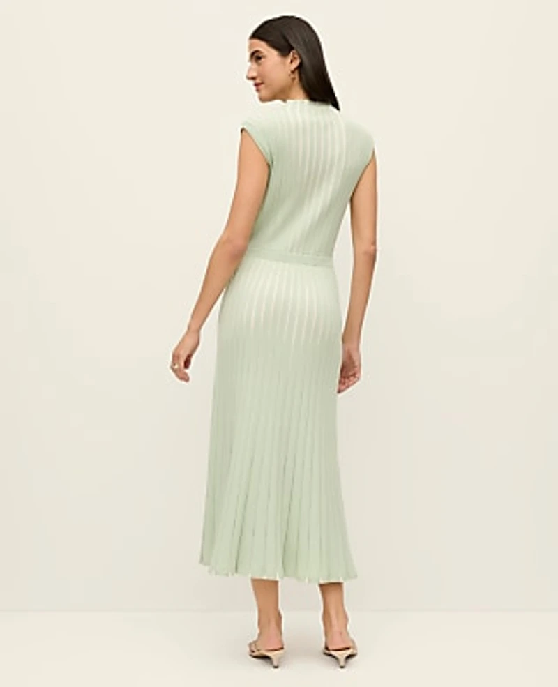 Ann Taylor Ribbed Mock Neck Sweater Dress Size XS Green Multi Women's