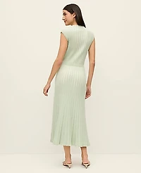 Ann Taylor Ribbed Mock Neck Sweater Dress Size XS Green Multi Women's