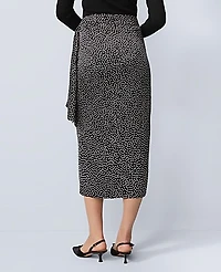 Ann Taylor Petite Dotted Side-Tie Satin Midi Skirt Black Women's