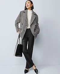 Ann Taylor Petite Herringbone Double Breasted Peacoat Black Women's