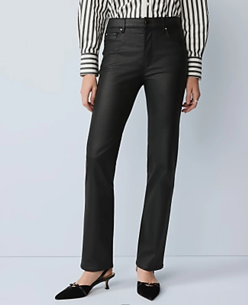 Ann Taylor The Petite Coated Perfect Straight Jean Black Women's