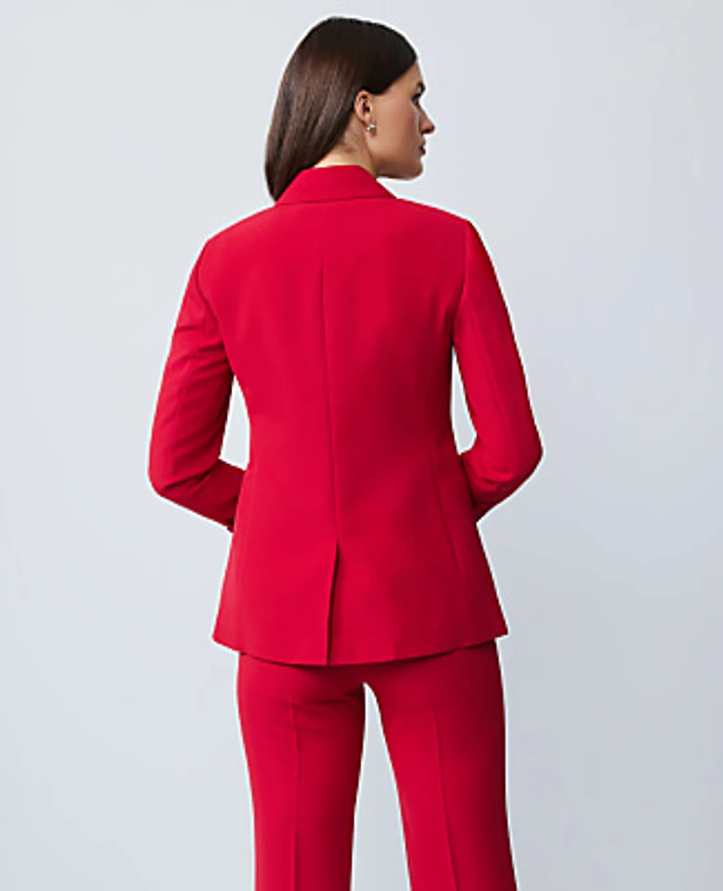 Ann Taylor The Two Button Blazer in Fluid Crepe Size 14 Jewel Red Women's