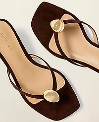 Ann Taylor Suede Kitten Heel Sandal Pure Chocolate Women's