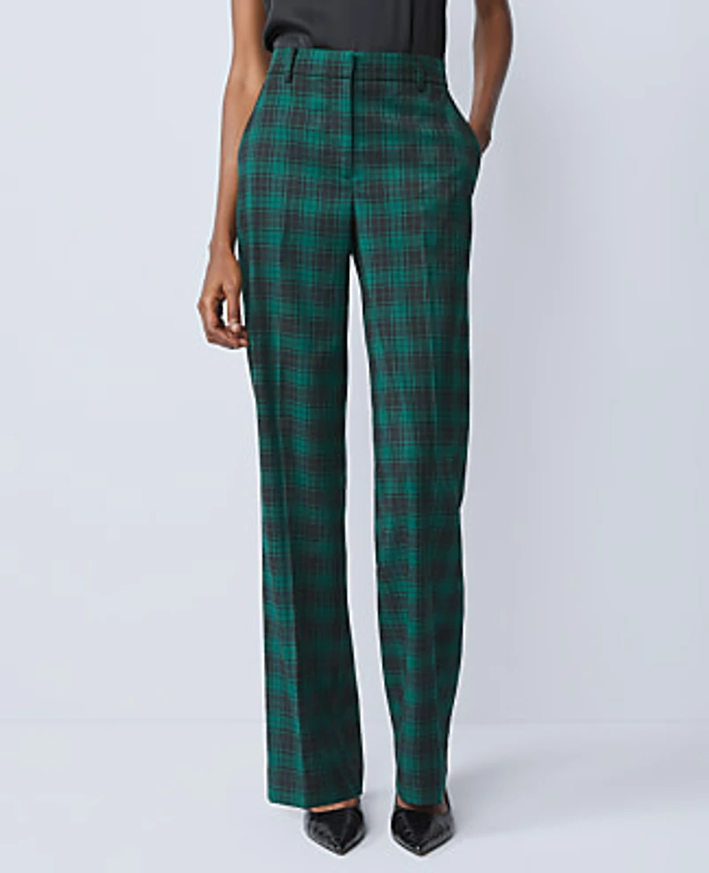 Ann Taylor The Petite Straight Trouser Plaid Ponderosa Pine Women's