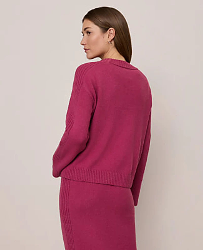Ann Taylor Petite Weekend Crew Neck Sweater Strawberry Shortcake Women's