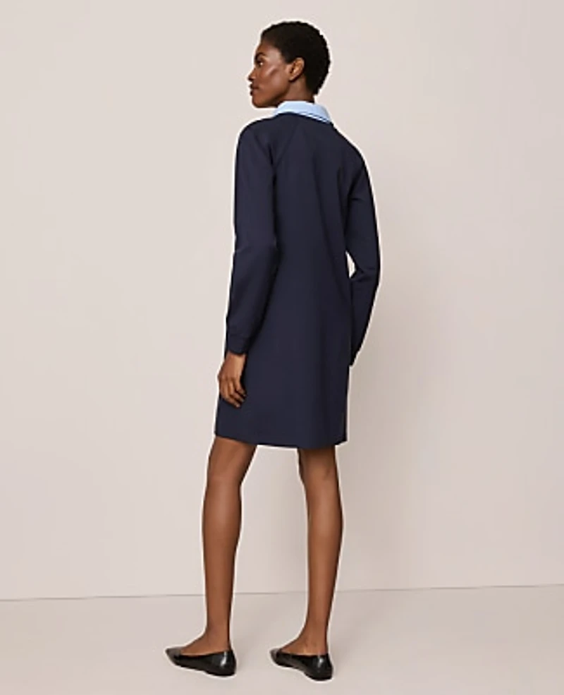 Ann Taylor Petite Collared Ponte Shift Dress Night Sky Women's