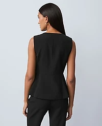 Ann Taylor Petite Crew Neck Peplum Vest Black Women's