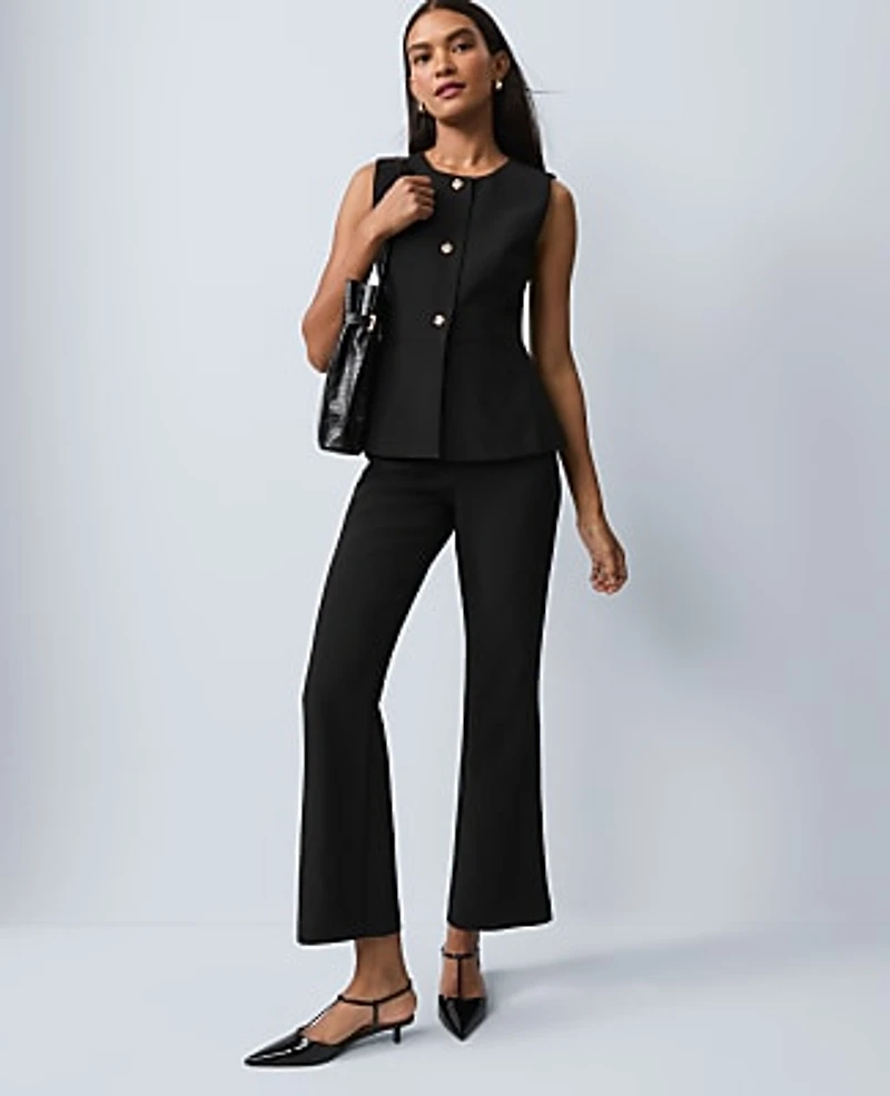Ann Taylor Petite Crew Neck Peplum Vest Black Women's