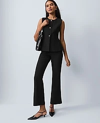 Ann Taylor Petite Crew Neck Peplum Vest Black Women's