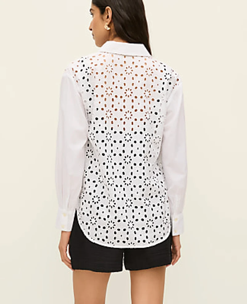 Ann Taylor Eyelet Oversized Shirt Women's