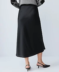 Ann Taylor Petite Satin Bias Midi Slip Skirt Size XS Black Women's