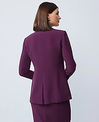 Ann Taylor The Petite Fitted Long Blazer in Fluid Crepe Size 2 Winter Bloom Women's