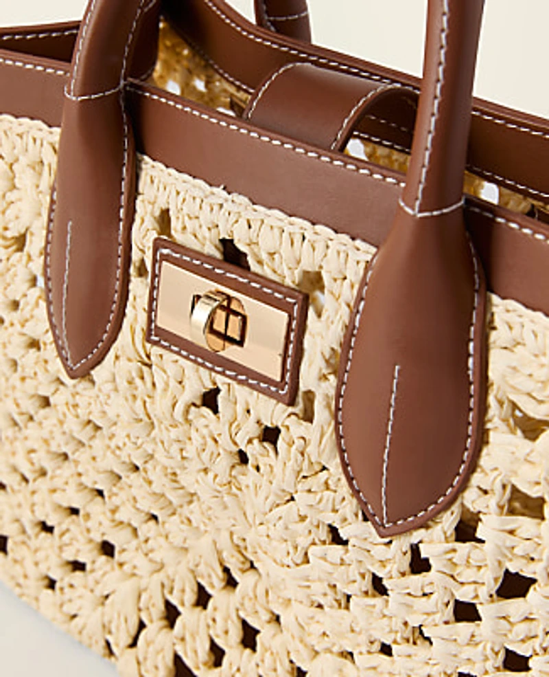 Ann Taylor Woven Straw Tote Natural Women's