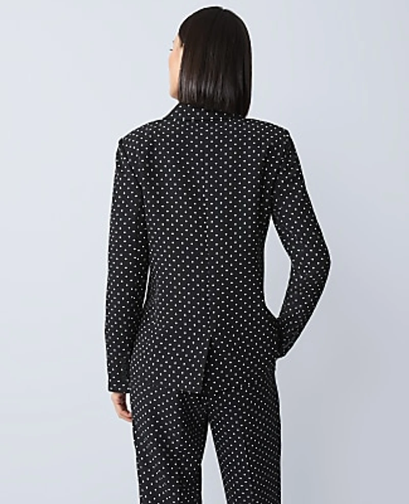 Ann Taylor The Petite Hutton Blazer in Dotted Crepe Size 10 Black Women's