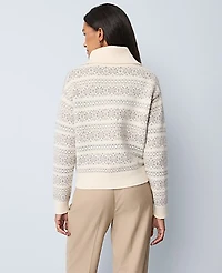 Ann Taylor Weekend Fair Isle Polo Sweater Neutral Multi Women's