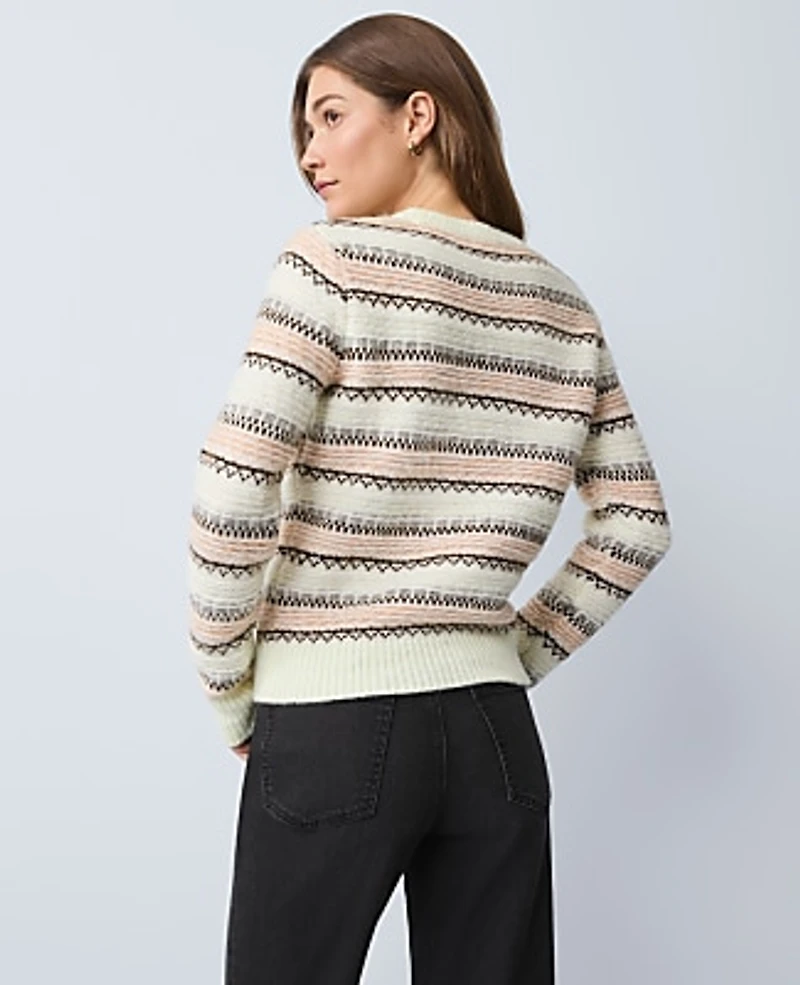 Ann Taylor Weekend Relaxed Fair Isle Sweater Neutral Multi Women's