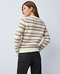 Ann Taylor Weekend Relaxed Fair Isle Sweater Neutral Multi Women's