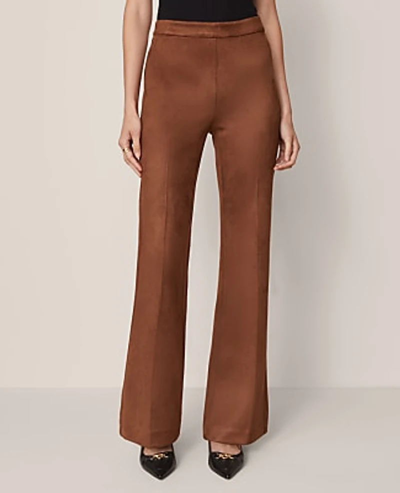 Ann Taylor The Side Zip Flare Pant Faux Suede Chocolate Mousse Women's