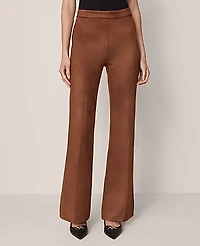 Ann Taylor The Side Zip Flare Pant Faux Suede Chocolate Mousse Women's